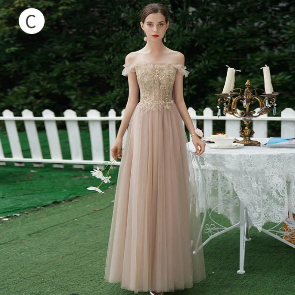 Charming Khaki Beading Sequins Backless Lace Flower Bridesmaid Dresses 2021 A-Line / Princess Short Sleeve Floor-Length / Long Bridesmaid Wedding Party Dresses