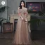 Chic / Beautiful Champagne Glitter Bridesmaid Dresses 2021 A-Line / Princess Short Sleeve Lace Flower Backless Floor-Length / Long Bridesmaid Wedding Party Dresses