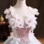 Mode Bleu Ciel Robe De Bal 2021 Robe Boule V-Cou Perlage Perle Faux Diamant Noeud Sans Manches Dos Nu Longue Robe De Ceremonie