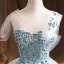 Elegant Mint Green Formal Dresses 2021 Ball Gown Scoop Neck Beading Rhinestone Sequins Sleeveless Backless Floor-Length / Long Prom Dresses