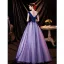 Fée Des Fleurs Bleu Marine Robe De Bal 2021 Princesse V-Cou Appliques En Dentelle Fleur Sans Manches Dos Nu Longue Robe De Ceremonie