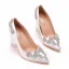 Elegant White Rhinestone Satin Wedding Shoes 2021 9 cm Thick Heels Pointed Toe Wedding Pumps High Heels