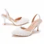 Chic / Belle Blanche En Dentelle Chaussure De Mariée 2021 Perle Fleur 7 cm Talons Aiguilles À Bout Pointu Mariage Talons Hauts