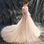 Romantic Beach Wedding Dresses 2017 A-Line / Princess Sleeveless Spaghetti Straps Appliques Lace Flower Beading Backless Champagne Ruffle Tulle Chapel Train
