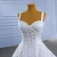 High-end White Glitter Wedding Dresses 2021 Ball Gown Sleeveless Sequins Rhinestone Spaghetti Straps Cathedral Train Wedding