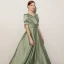 Elegant Sage Green Birthday Flower Girl Dresses 2021 A-Line / Princess Satin V-Neck Short Sleeve Floor-Length / Long Flower Girl Dresses