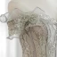 Charming Silver Beading Sequins Lace Flower Prom Dresses 2021 A-Line / Princess Off-The-Shoulder Short Sleeve Backless Floor-Length / Long Prom Formal Dresses