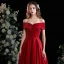 Chic / Belle Bordeaux Robe De Bal 2021 Princesse De l'épaule Manches Courtes Dos Nu Longue Promo Robe De Ceremonie