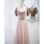 Elegant Rødmende Rosa Perle Suede Ballkjoler 2021 Prinsesse Firkantet Hals Korte Ermer Ryggløse Lange Ballkjoler
