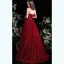 Chic / Belle Bordeaux Robe De Bal 2021 Princesse Bustier Noeud Sans Manches Longue Promo Robe De Ceremonie
