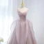 Charming Fashion Dusky Pink Cascading Ruffles Prom Dresses 2021 A-Line / Princess Strapless Sleeveless Backless Floor-Length / Long Prom Formal Dresses