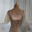 Sparkly High-end Beading Sequins Gold Evening Dresses 2021 A-Line / Princess Square Neckline Sash Short Sleeve Backless Floor-Length / Long Formal Dresses