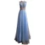 Fashion Sky Blue Beading Rhinestone Sequins Evening Dresses 2021 A-Line / Princess High Neck Sleeveless Floor-Length / Long Formal Dresses