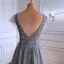 High-end Grey Sequins Evening Dresses 2021 A-Line / Princess Scoop Neck Sleeveless Backless Floor-Length / Long Formal Dresses