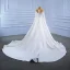 High-end White Beading Pearl Wedding Dresses 2021 Trumpet / Mermaid Scoop Neck Long Sleeve Backless Royal Train Wedding