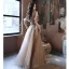Charmant Kaki Perlage Glitter Robe De Bal 2021 Princesse Volants De l'épaule Manches Courtes Dos Nu Longue Robe De Ceremonie