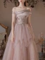 Élégant Rougissant Rose Perlage Paillettes Robe De Bal 2021 Princesse De l'épaule Sans Manches Dos Nu Longue Promo Robe De Ceremonie