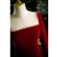 Elegant Burgundy Suede Velour Prom Dresses 2021 A-Line / Princess Square Neckline Beading Long Sleeve Sweep Train Formal Dresses