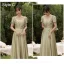 Modest / Simple Olive Green Satin Bridesmaid Dresses 2021 A-Line / Princess Short Sleeve Backless Floor-Length / Long Wedding Party Dresses