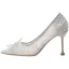 Elegant Grey Lace Flower Wedding Shoes 2022 8 cm Stiletto Heels Pointed Toe Wedding Pumps High Heels