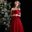 Fashion Burgundy Satin Prom Dresses 2021 A-Line / Princess One-Shoulder Bow Sleeveless Backless Floor-Length / Long Formal Dresses