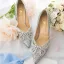 Scintillantes Argenté Faux Diamant Paillettes Chaussure De Mariée 2022 Cuir 8 cm Talons Aiguilles À Bout Pointu Mariage Escarpins Talons Hauts