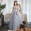Vintage / Retro Grey Prom Dresses 2022 A-Line / Princess Square Neckline Puffy Short Sleeve Backless Floor-Length / Long Formal Dresses