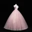 Elegante Pink Ballkleider 2022 Bandeau Perlenstickerei Perle Pailletten Ärmellos Rückenfreies Lange Festliche Kleider