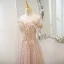 Charmant Rougissant Rose Perlage Paillettes En Dentelle Fleur Robe De Bal 2022 Princesse De l'épaule Manches Courtes Dos Nu Longue Robe De Ceremonie