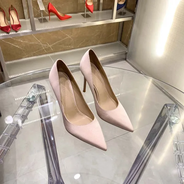 Chic / Beautiful Black Office Leather Satin Pumps 2022 12 cm Stiletto Heels Pointed Toe Pumps High Heels