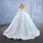 High-end White Beading Pearl Lace Flower Wedding Dresses 2022 Ball Gown Scoop Neck Long Sleeve Court Train Wedding