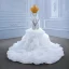 Luxury / Gorgeous High-end White Cascading Ruffles Beading Pearl Rhinestone Sequins Wedding Dresses 2022 Trumpet / Mermaid Spaghetti Straps Sleeveless Backless Court Train