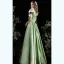 Elegant Sage Green Satin Prom Dresses 2021 A-Line / Princess Square Neckline Puffy Short Sleeve Backless Bow Floor-Length / Long Formal Dresses