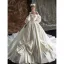 High-end Ivory Bow Satin Wedding Dresses 2022 Ball Gown Off-The-Shoulder Puffy Long Sleeve Backless Royal Train Wedding