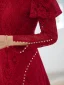 Chic / Beautiful Burgundy Lace Flower Cheongsam Evening Dresses 2022 Trumpet / Mermaid High Neck Beading Pearl Long Sleeve Backless Court Train Evening Party Formal Dresses