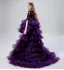 Fashion Purple Pleated Sequins Birthday Flower Girl Dresses 2022 Ball Gown Scoop Neck 1/2 Sleeves Asymmetrical Evening Party Flower Girl Dresses