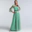 Flower Fairy Sage Green Prom Dresses 2022 A-Line / Princess Scoop Neck Lace Flower Long Sleeve Floor-Length / Long Formal Dresses