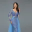Sexy Bleu Perlage Faux Diamant Paillettes Robe De Soirée 2022 Trompette / Sirène Col v profond Manches Longues Dos Nu Ceinture Longue Soirée Robe De Ceremonie