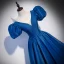 Royal Blue Vintage / Retro Satin Prom Dresses 2022 Ball Gown Deep V-Neck Puffy Short Sleeve Backless Floor-Length / Long Formal Dresses