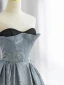 Fashion Sky Blue Satin Cascading Ruffles Prom Dresses 2022 A-Line / Princess Strapless Sleeveless Backless Floor-Length / Long Formal Dresses