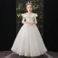 Chic / Beautiful White Birthday Flower Girl Dresses 2022 Ball Gown Scoop Neck Beading Sequins Lace Flower 3/4 Sleeve Floor-Length / Long Flower Girl Dresses