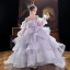 Fashion Lavender Sequins Cascading Ruffles Birthday Flower Girl Dresses 2022 Ball Gown Scoop Neck Puffy Long Sleeve Floor-Length / Long Flower Girl Dresses