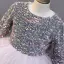 Sparkly Grey Sequins Birthday Flower Girl Dresses 2022 Ball Gown Scoop Neck Long Sleeve Bow Floor-Length / Long Flower Girl Dresses