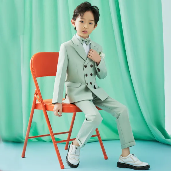 Modest / Simple Mint Green Long Sleeve Boys Wedding Suits 2022 Wedding