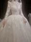 High-end White Beading Pearl Lace Flower Wedding Dresses 2022 Ball Gown High Neck Long Sleeve Backless Floor-Length / Long Wedding