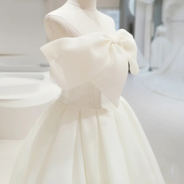 Chic / Belle Blanche Robe De Bal 2022 Princesse Bustier Noeud Sans Manches Dos Nu Longue Robe De Ceremonie