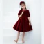 Chic / Beautiful Burgundy Suede Birthday Flower Girl Dresses 2022 A-Line / Princess V-Neck Short Sleeve Knee-Length Flower Girl Dresses
