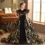 Fashion Black Gold Beading Lace Flower Birthday Flower Girl Dresses 2022 Ball Gown Scoop Neck Short Sleeve Backless Court Train Flower Girl Dresses