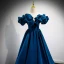 Fashion Royal Blue Satin Prom Dresses 2021 A-Line / Princess Ruffle Off-The-Shoulder Sleeveless Backless Floor-Length / Long Prom Formal Dresses