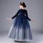 Elegant Navy Blue Star Sequins Flower Girl Dresses 2022 Ball Gown Scoop Neck Long Sleeve Floor-Length / Long Flower Girl Dresses